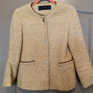 ZARA Gold and White Tweed Blazer  - Size S